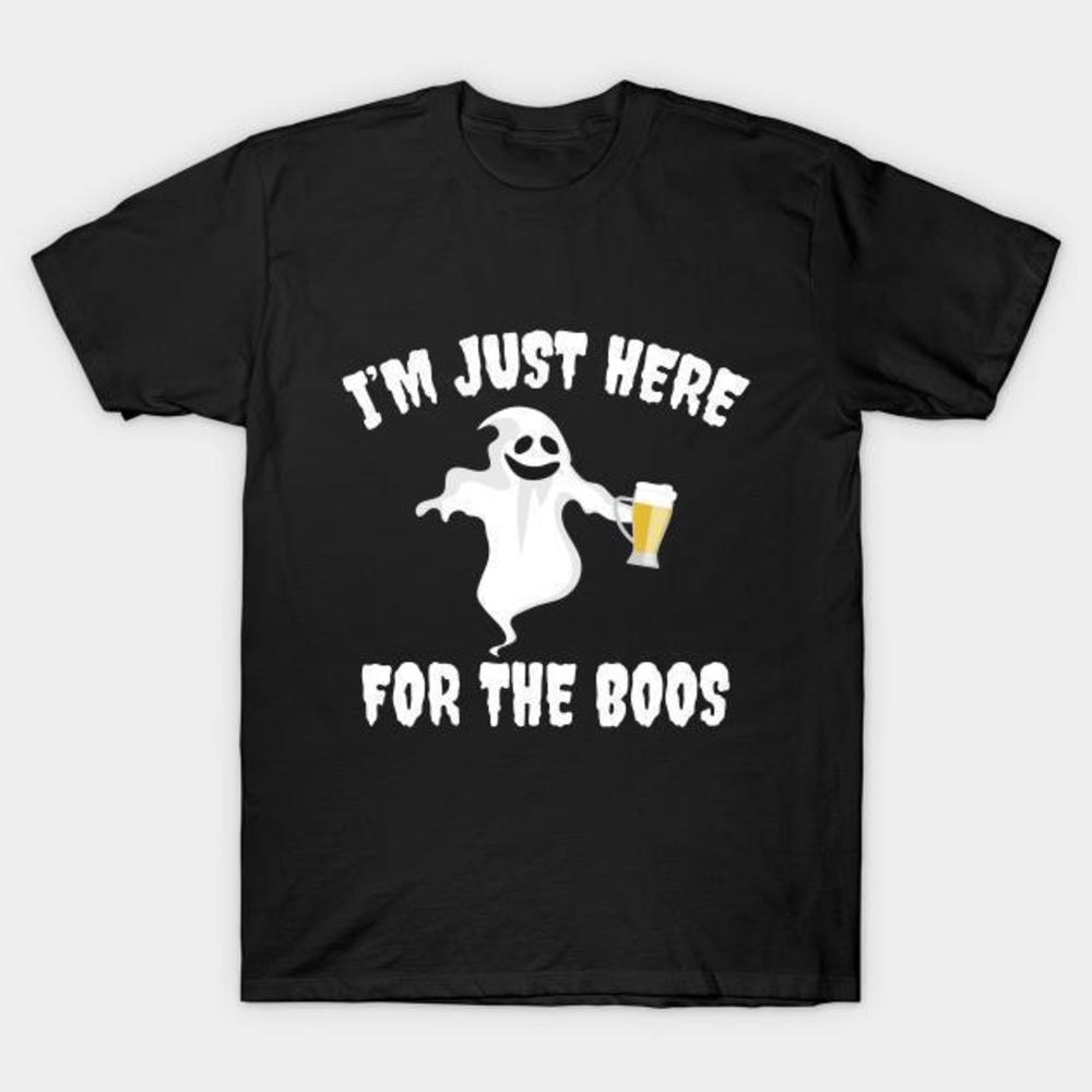 Halloween Ghost Drinking Beer Im Just Here For The Boos Tshirt